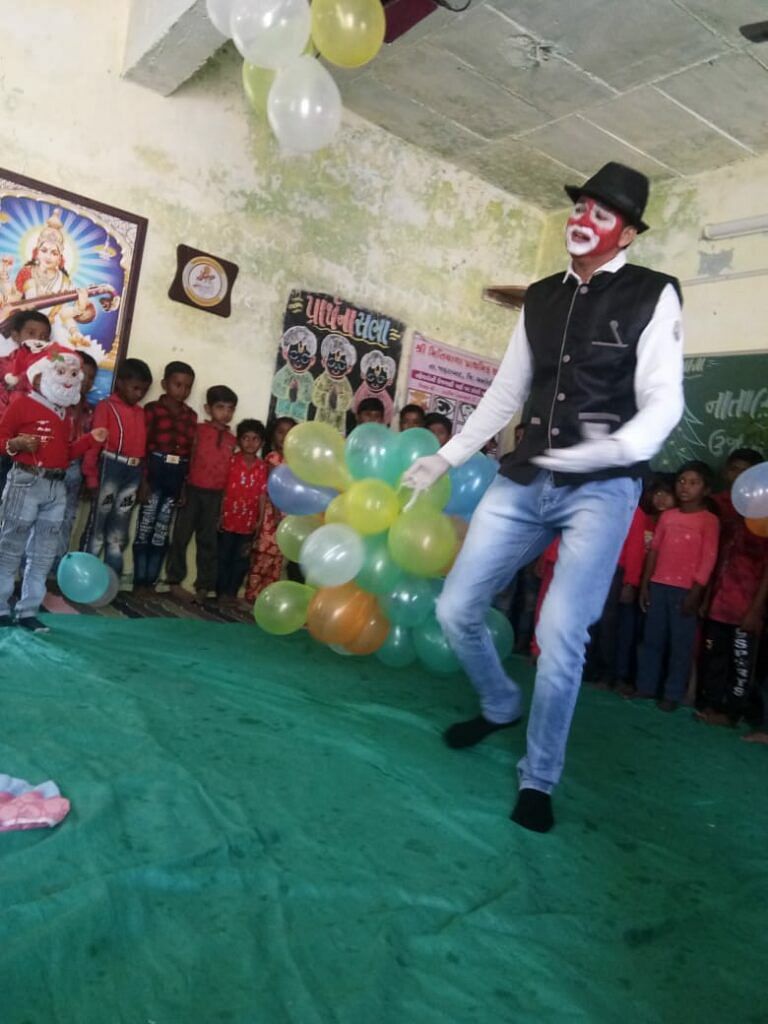 Raghavbhai doing activity for children