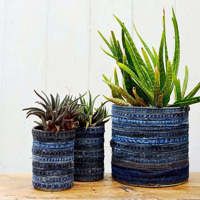 Planters from old denim